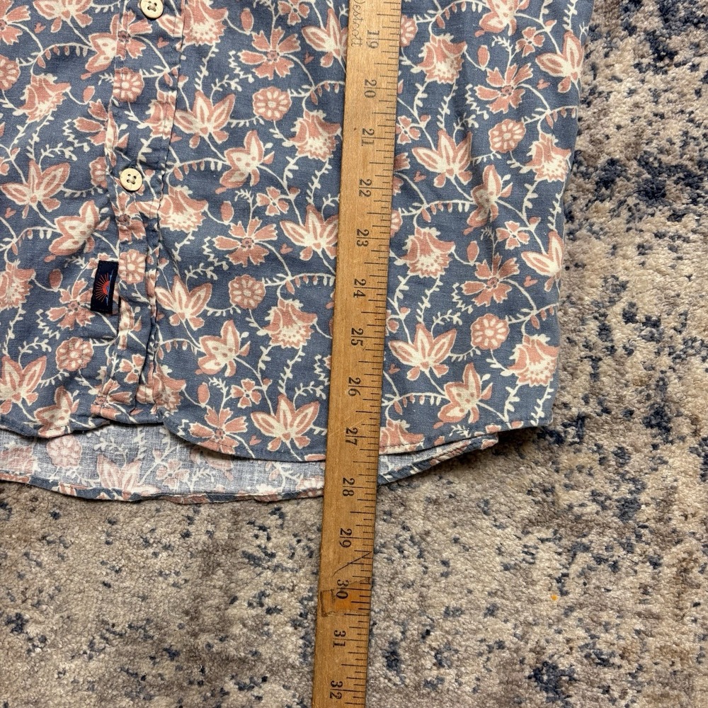 Faherty Shirt Mens Small Floral Button Up Hemp Tencel Short Sleeve Beach - Picture 4 of 7